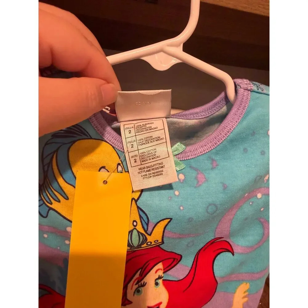 Disney Store The Little Mermaid Ariel Flounder Pajama Set NWT Size 2